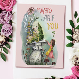 Niedliche rosa Raupe in der Alice im Wunderland Ku Postkarte