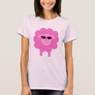 Niedliche rosa Schafe mit Sonnenbrillen T-Shirt