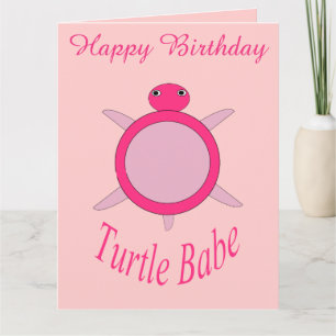 Niedliche rosa Schildkröte Babe Custom Big Card Karte