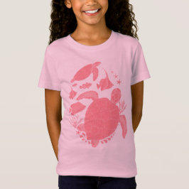 Niedliche Rosa Schildkröten und Fische T-Shirt