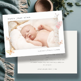 Niedliche Rosa Schmetterling Herzklopfen Foto Gebu Dankeskarte