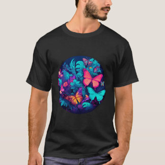 Niedliche Rosa Schmetterling Natur T-Shirt