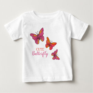 Niedliche rosa Schmetterlinge Baby T-shirt