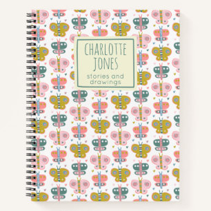 Niedliche rosa Schmetterlinge Personalisiertes Sto Notizbuch