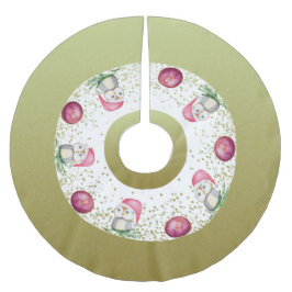 Niedliche rosa Schüssel und Weihnachtsbälle Glitze Polyester Weihnachtsbaumdecke