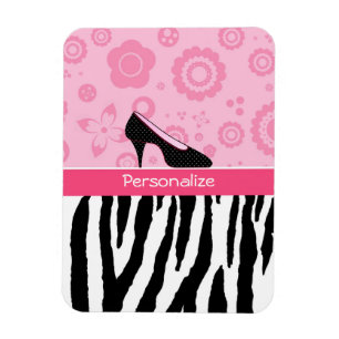 Niedliche rosa Schwarz-SchuheTrendy Zebra-Druck Magnet