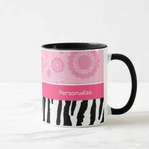 Niedliche rosa Schwarz-SchuheTrendy Zebra-Druck Tasse