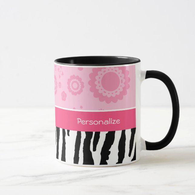 Niedliche rosa Schwarz-SchuheTrendy Zebra-Druck Tasse (Rechts)