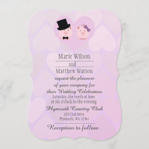 Niedliche Rosa Schweine bei Hochzeiten in der Lieb Einladung