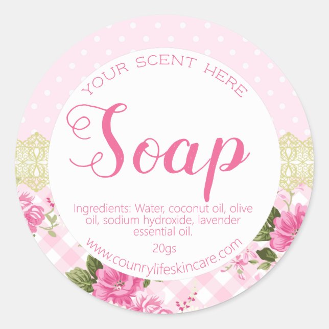 Niedliche rosa Shabby Chic-Spitzen-Karosserieblatt Runder Aufkleber (Vorderseite)