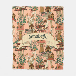 Niedliche rosa Sitzecke Blumenmoschee Haus drucken Fleecedecke