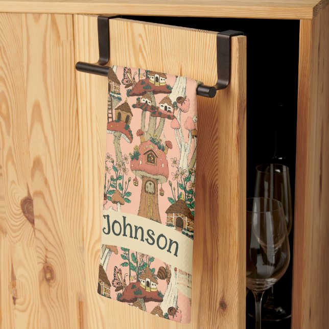 Niedliche rosa Sitzecke Blumenmoschee Haus drucken Geschirrtuch (Drittel gefaltet)