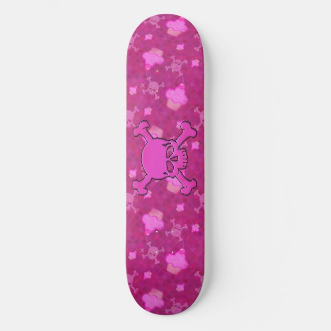 Niedliche rosa Skulls & Cupcakes Skateboard (Vorderseite)
