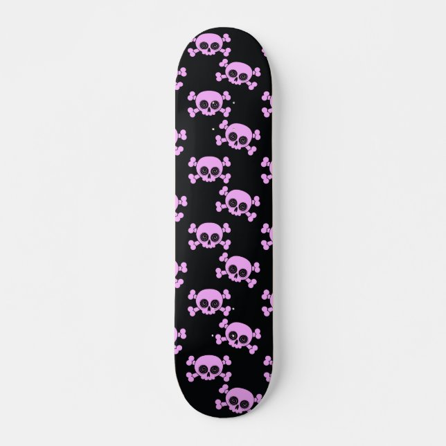 Niedliche Rosa Skulls Skateboard (Vorne)