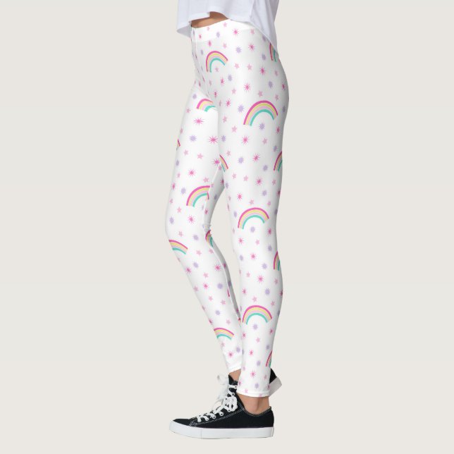 Niedliche Rosa Sterne Regenbogenwomen Leggings (Links)