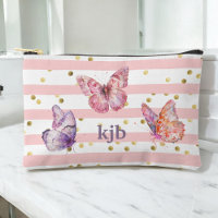 Niedliche rosa Streifen Dots Butterfells Monogram