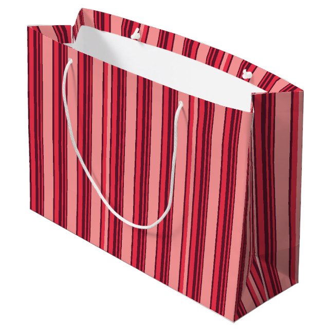 Niedliche Rosa Streifen Große Geschenktüte (Rückseite Schrägansicht)