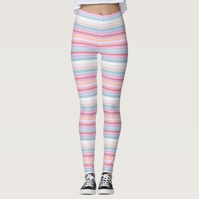 Niedliche, rosa Streifen Leggings (Vorderseite)
