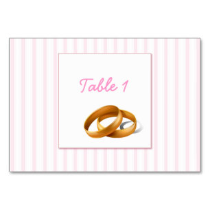 Niedliche rosa Streifen mit Hochzeitsrings Tischnummer