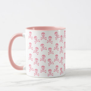 Niedliche rosa Tasse des Schädels und der Querknoc