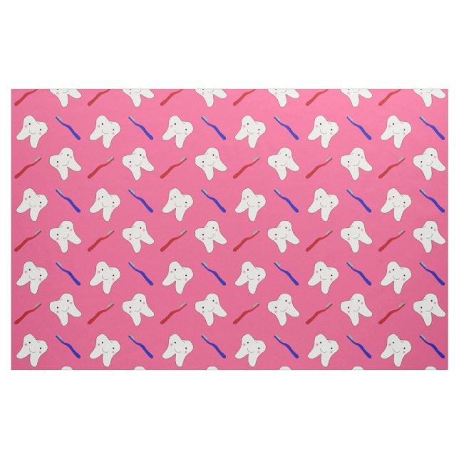 Niedliche rosa toothburshes und Zahnmuster Stoff (Yard (91,4 cm))