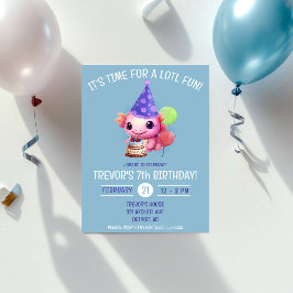 Niedliche Rosa und Blau Axolotl Geburtstagsparty Einladung