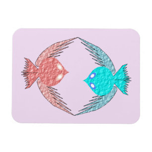 Niedliche Rosa und Blaue Liebesvögel Magnet