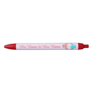 Niedliche Rosa und Blaue Liebesvögel Personalisier Kugelschreiber