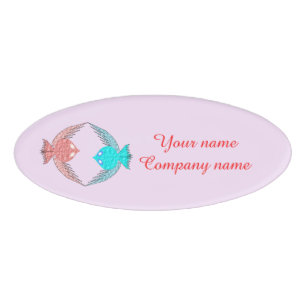 Niedliche Rosa und Blaue Liebesvögel Personalisier Namenschild