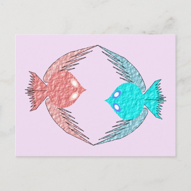 Niedliche Rosa und Blaue Liebesvögel Postkarte (Vorderseite)
