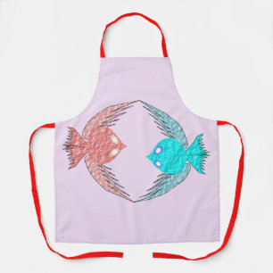 Niedliche Rosa und Blaue Liebesvögel Schürze