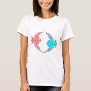 Niedliche Rosa und Blaue Liebesvögel T-Shirt