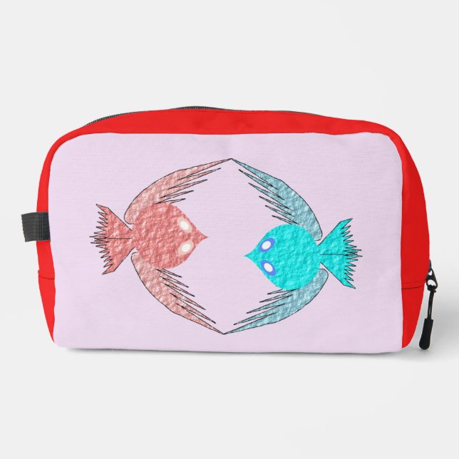 Niedliche Rosa und Blaue Liebesvögel Waschbeutel (Vorderseite)