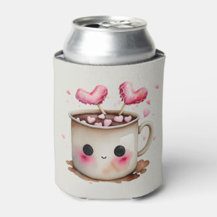 Niedliche Rosa und Creme Wasserfarbe Tasse Dosenkühler