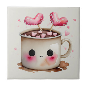 Niedliche Rosa und Creme Wasserfarbe Tasse Fliese