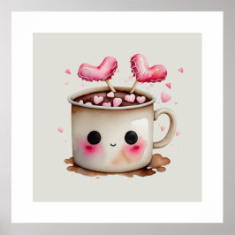 Niedliche Rosa und Creme Wasserfarbe Tasse Poster