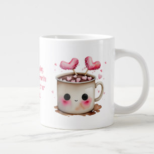 Niedliche rosa und cremefarbene Wasserfarben Heiße Jumbo-Tasse