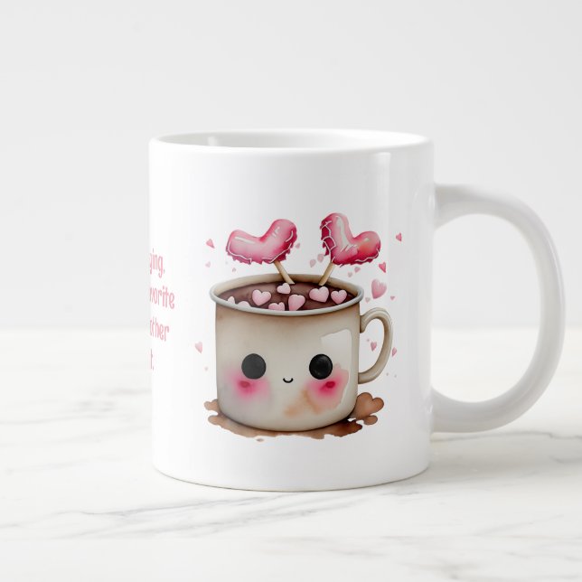 Niedliche rosa und cremefarbene Wasserfarben Heiße Jumbo-Tasse (Rechts)
