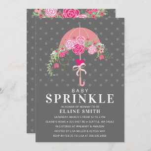 Niedliche Rosa- und Graublütendusche Einladung