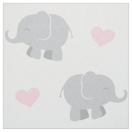 Niedliche rosa und graue Elefanten und Herzmuster Stoff