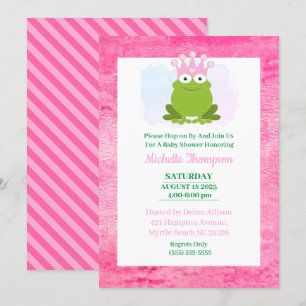 Niedliche Rosa- und Green Frog Kinderdusche Einlad Einladung