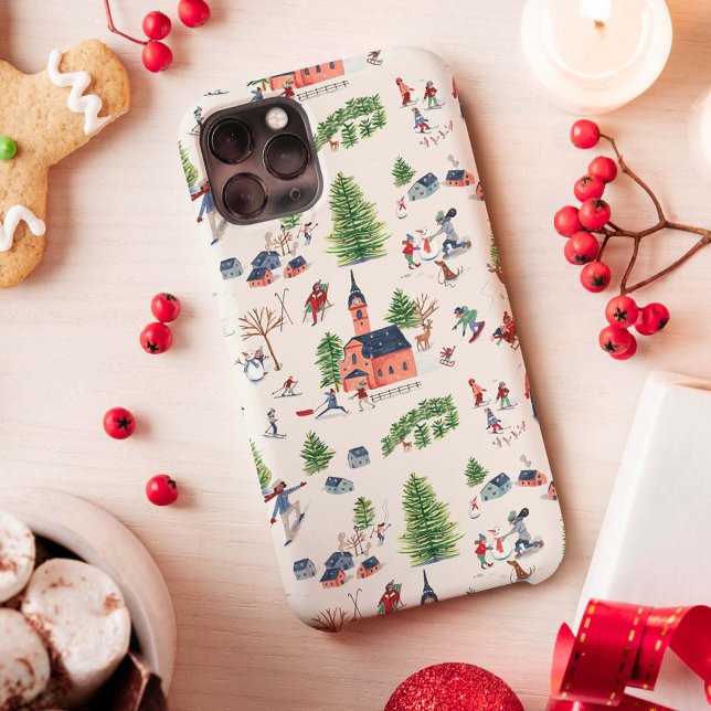 Niedliche rosa und grüne Alpenlodge Skigebiet Apr Case-Mate iPhone Hülle (Von Creator hochgeladen)