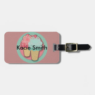 Niedliche, rosa und grüne Eiscreme - Kronenspur Gepäckanhänger