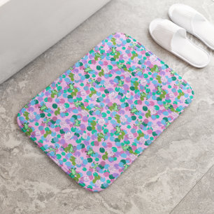 Niedliche Rosa und Grüne Frösche und Lily Pads Gir Badematte