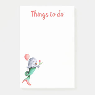 Niedliche rosa und grüne Meerjungfrau tun Post-it Klebezettel