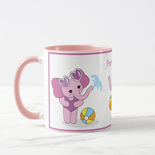Niedliche Rosa- und Lila Baby-Elefanten personalis Tasse (Links)