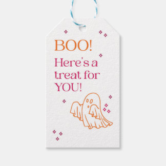 Niedliche Rosa- und Orange-Ghost-Gift-Tag Geschenkanhänger