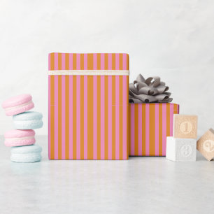 Niedliche rosa und orangefarbene Streifen Geschenkpapier