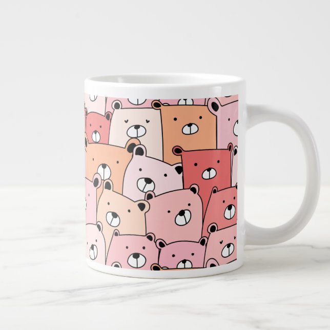 Niedliche Rosa- und Orangenbären Jumbo-Tasse (Rechts)