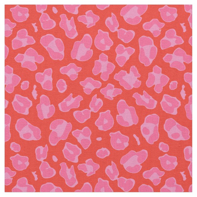 Niedliche Rosa und Rote Leoparden Stoff (Nahaufnahme)